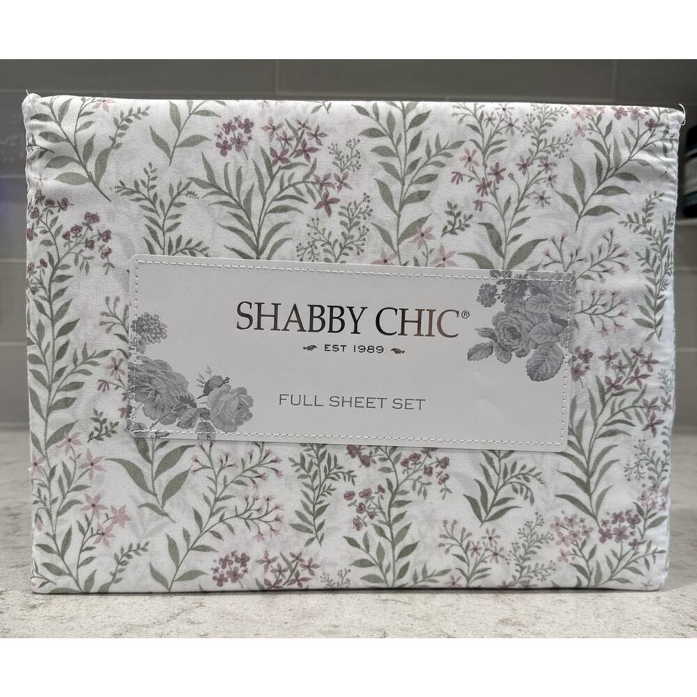 Shabby Chic PINK, PURPLE & GREEN Floral FULL Sheet Set New Super Soft Sheets